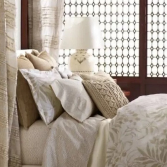 Ralph Lauren NWT One Cecily Palmetto King Pillow Sham Floral Tan Beige NWT $185 - Picture 5 of 11